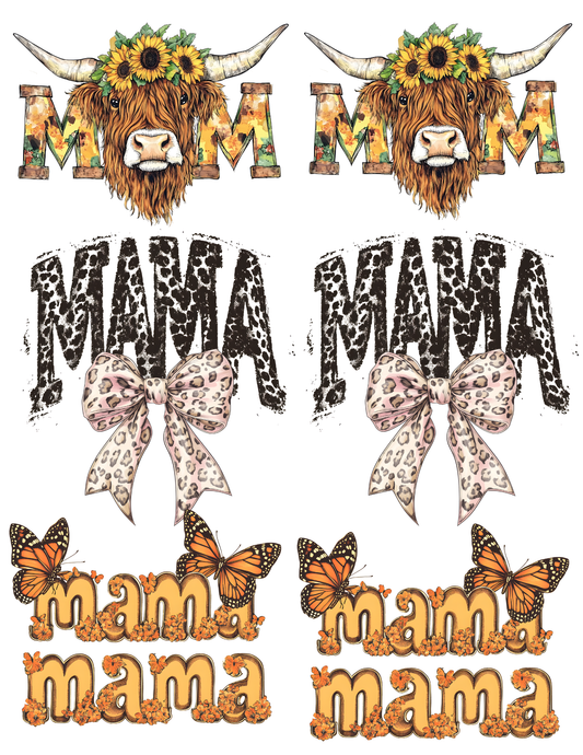 DTF Gang Sheet — Mama Highland Cow & Butterfly Pack · Western Mom Designs