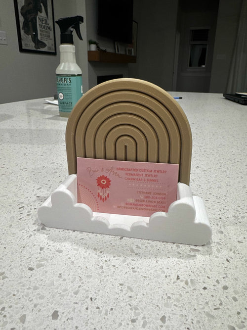 3D Rainbow Cloud Business Card Holder — Boho Desk Display