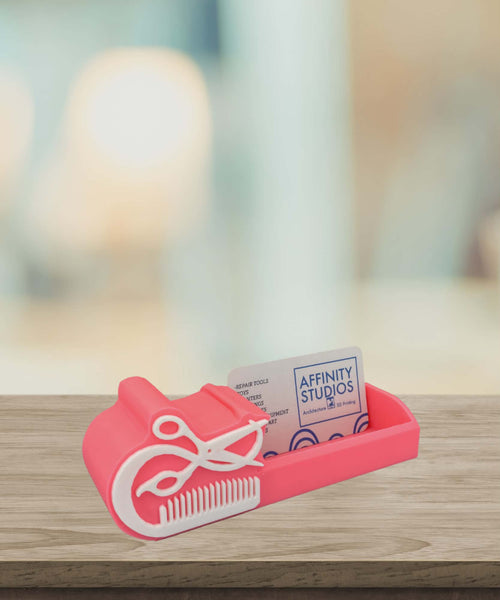 3D Beauty Salon Business Card Holder — Hairstylist Desk Accessory