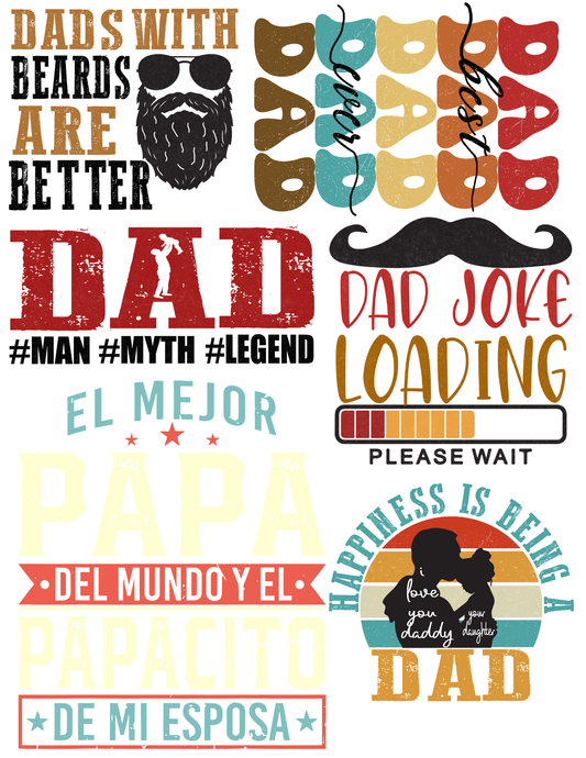 DTF Gang Sheet — Father's Day Mixed Pack · Bilingual Dad Designs