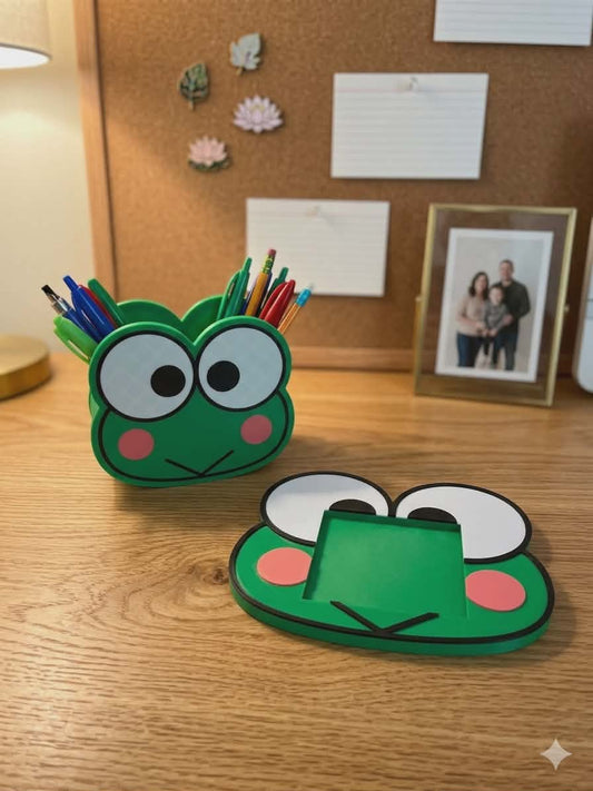 3D Frog Desk Set — Pen Holder & Phone Stand