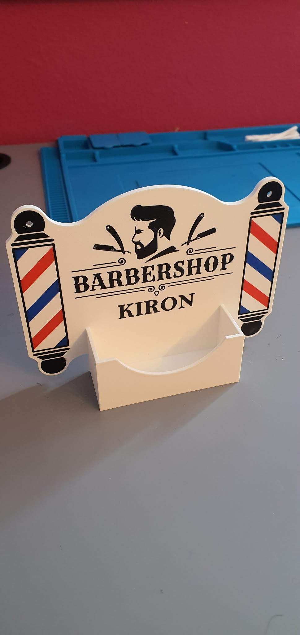 3D Barbershop Business Card Holder — Barber Pole Desk Display