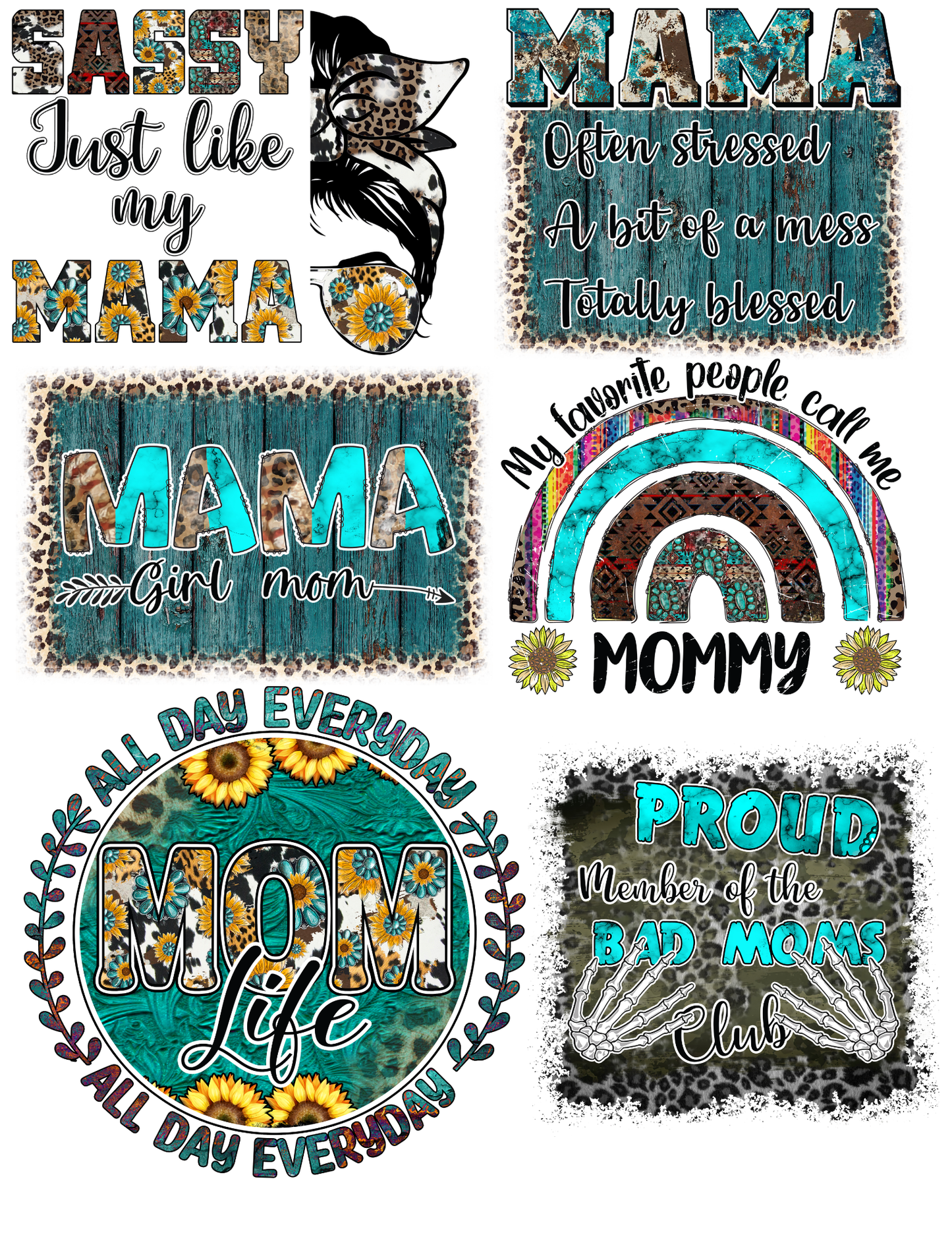 DTF Gang Sheet — Mama Western Boho Pack · 6 Mom Life Designs
