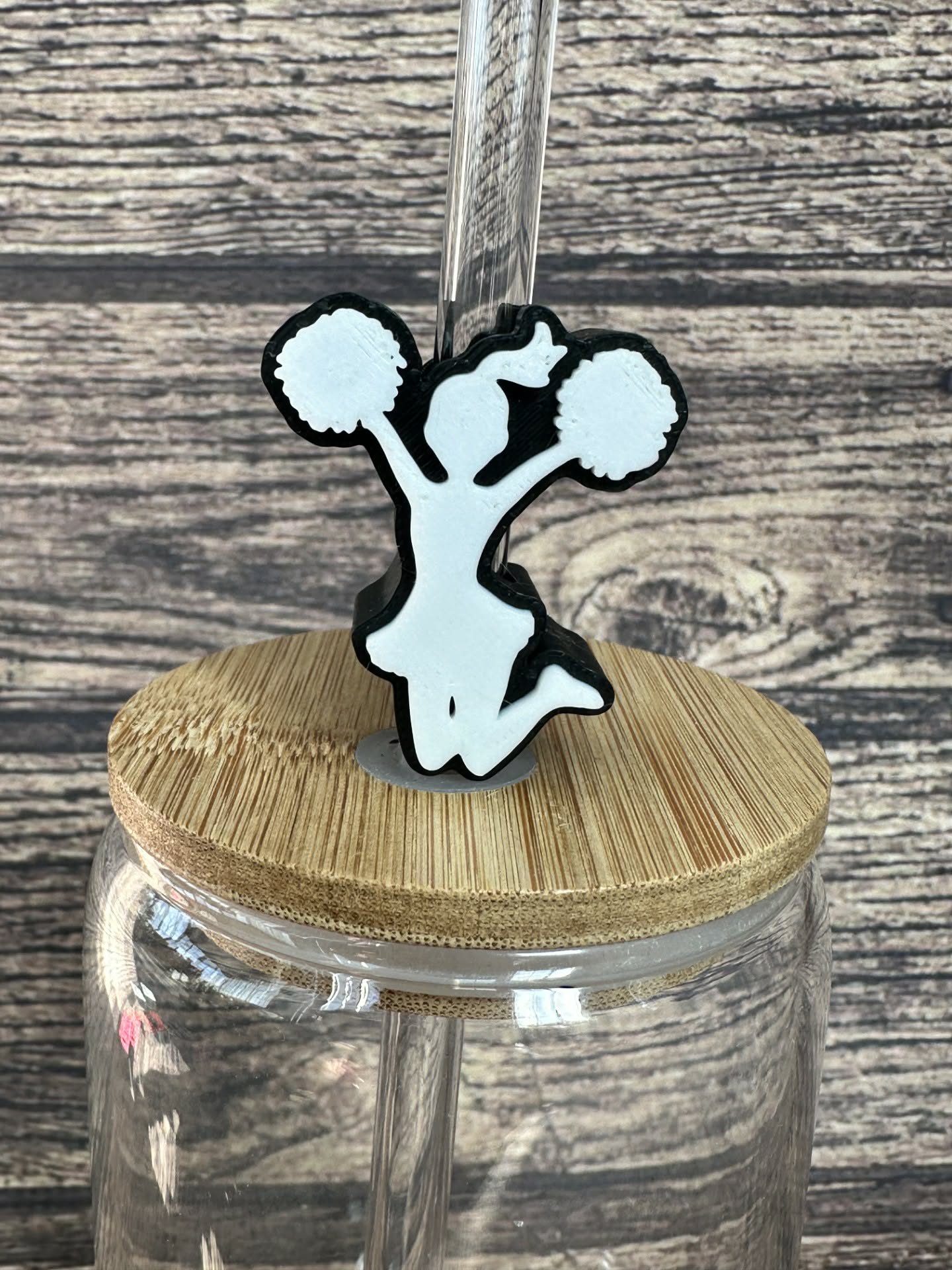 3D Cheerleader Silhouette Straw Topper — Spirit Straw Charm 10mm
