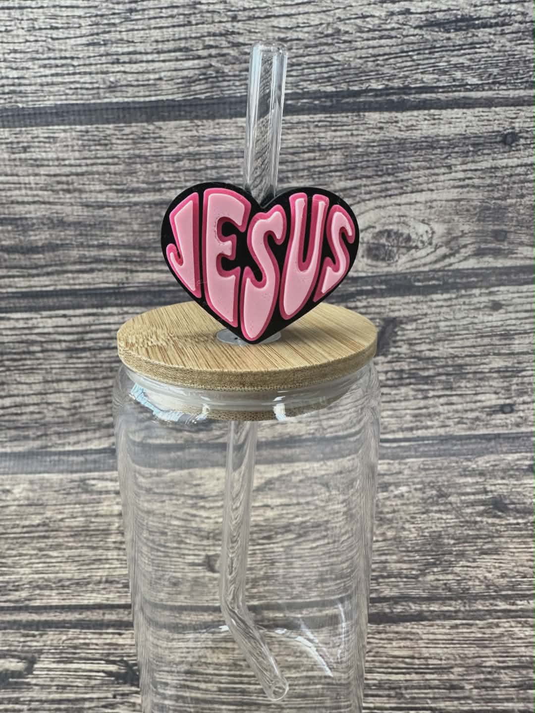 3D Jesus Heart Straw Topper — Faith Straw Charm 10mm