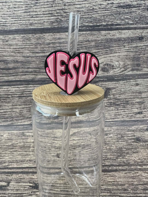 3D Jesus Heart Straw Topper — Faith Straw Charm 10mm
