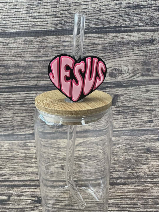 3D Jesus Heart Straw Topper — Faith Straw Charm 10mm