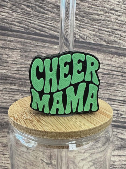 3D Cheer Mama Straw Topper — Cheer Mom Straw Charm 10mm