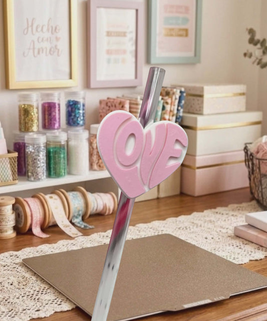 3D Love Heart Straw Topper — Valentine Straw Charm 8mm