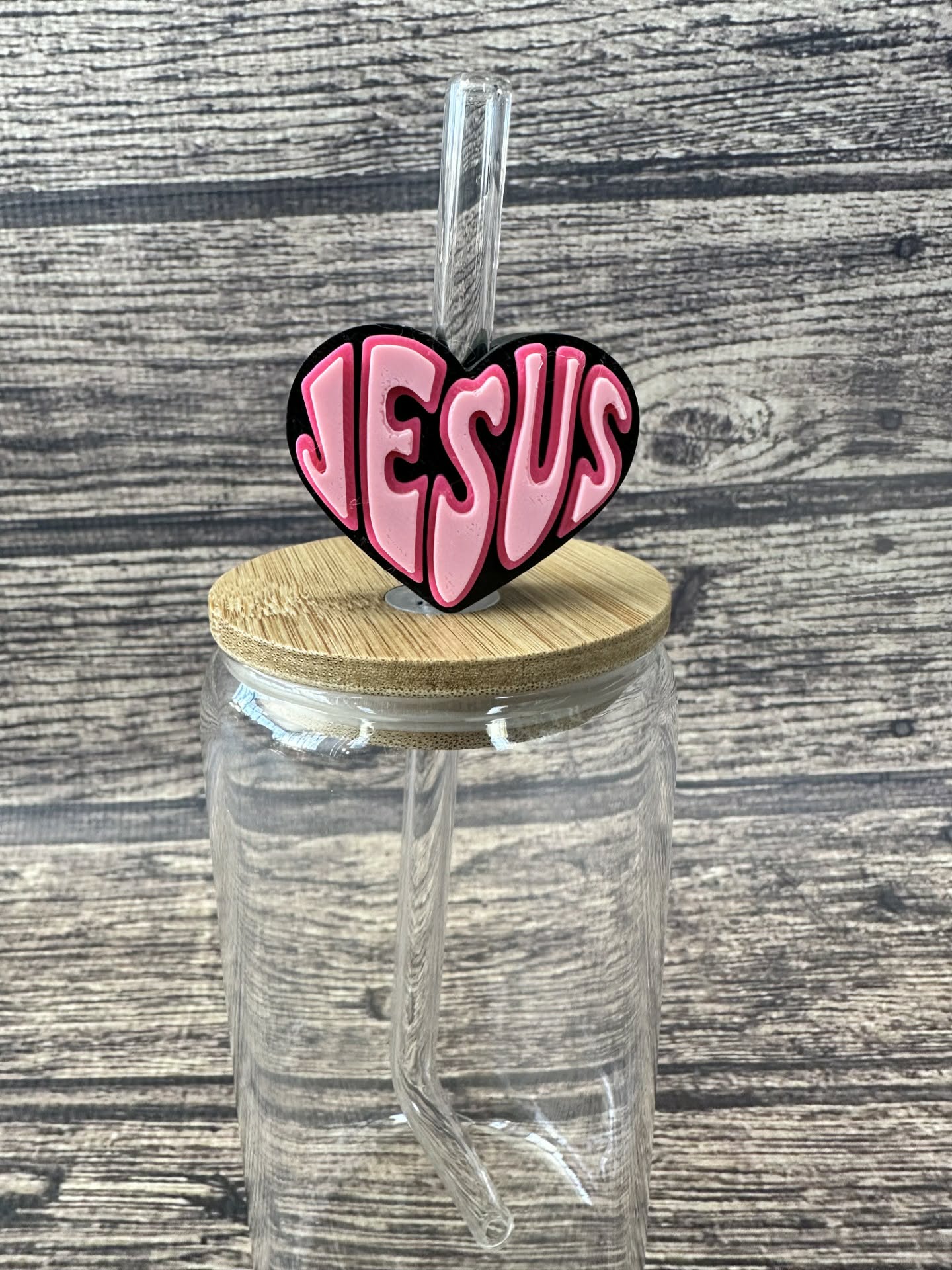 3D Jesus Heart Straw Topper — Faith Straw Charm 10mm