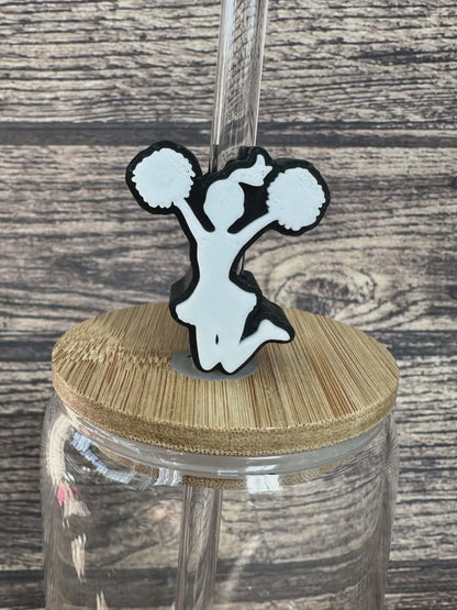 3D Cheerleader Silhouette Straw Topper — Spirit Straw Charm 10mm