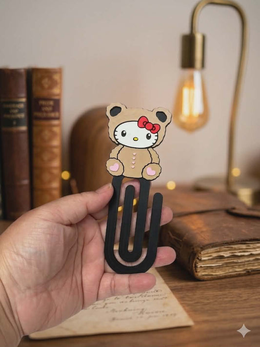 3D Kawaii Bear Bookmark — Cute Character Paper Clip