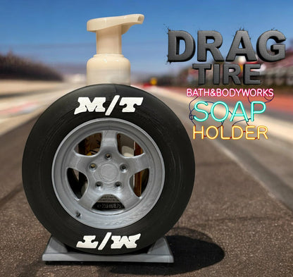 3D Drag Racing Tire Soap Dispenser Holder — Car Lover Bathroom Decor