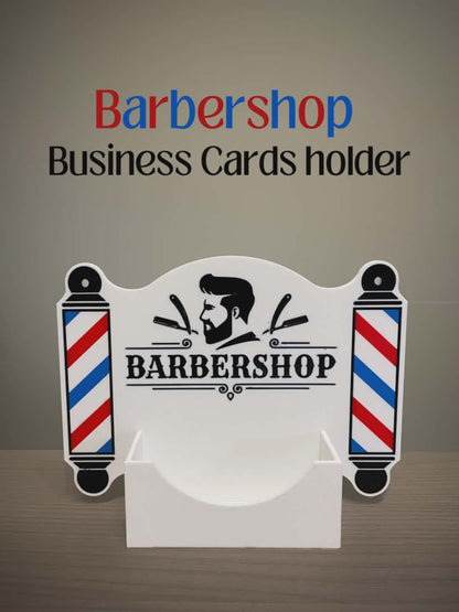 3D Barbershop Business Card Holder — Barber Pole Desk Display