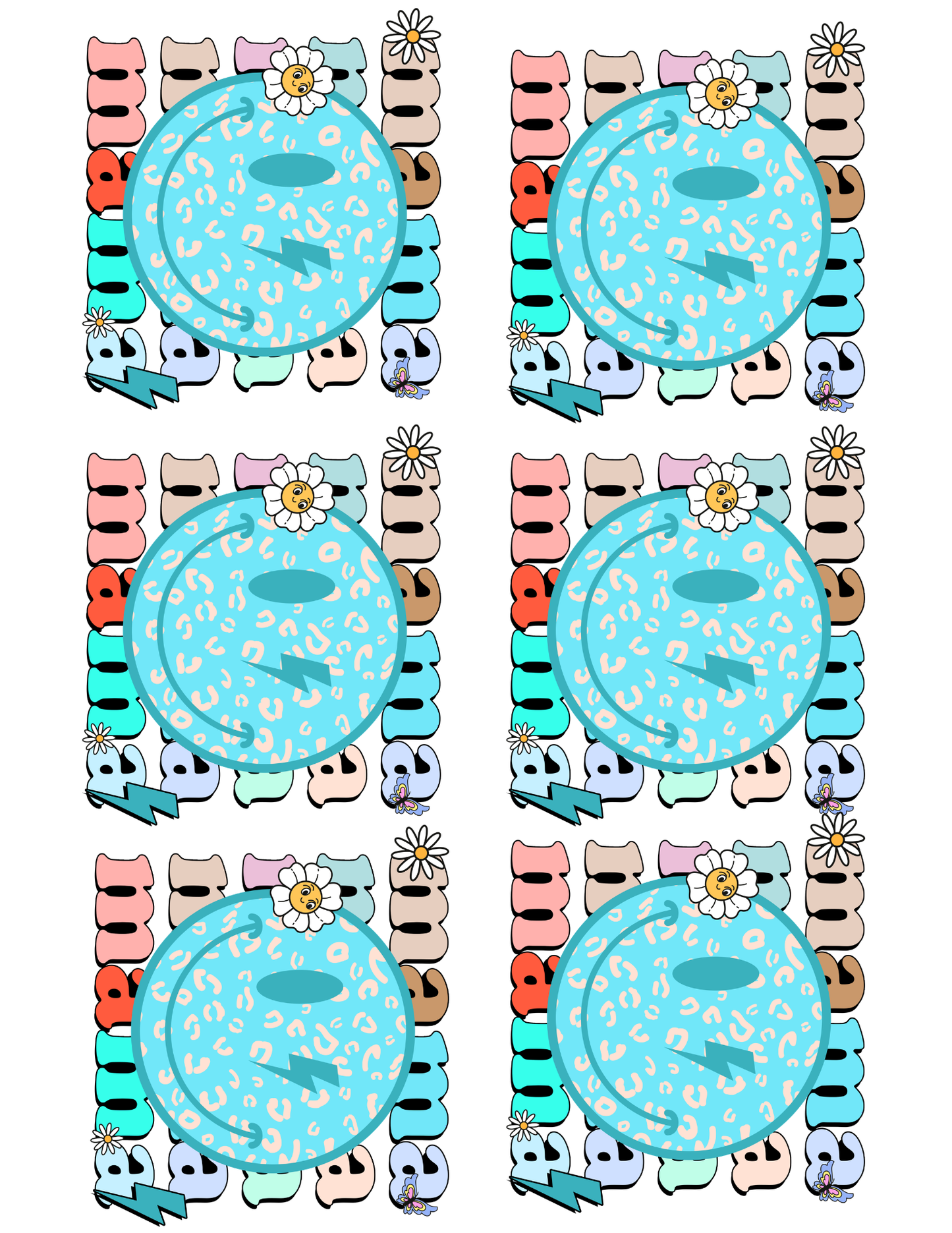 DTF Gang Sheet — Mama Retro Bubble Letters · Colorful Pastel Pack